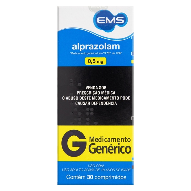 Alprazolam Genérico 1mg - Ansiolítico Eficaz em 30 Comprimidos
